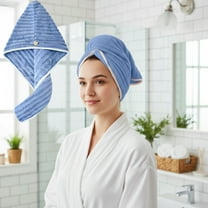 Microfiber Hair Drying Towel with Button Closure, Super Absorbent Quick Dry Towel for Curly & Straight Hair, Lightweight & Portable Travel Towel, Durable & Machine Washable