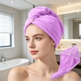 thumbnail image 1 of Microfiber Hair Drying Towel Wrap Super Absorbent Quick Dry Turban with Button Closure Soft Hair Cap for Women After Shower Bath, 1 of 6