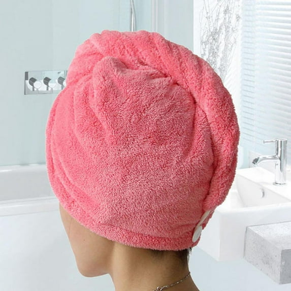 Microfiber Hair Drying Towel Wrap Turban Head Hat Bun Cap Shower Dry Microfiber