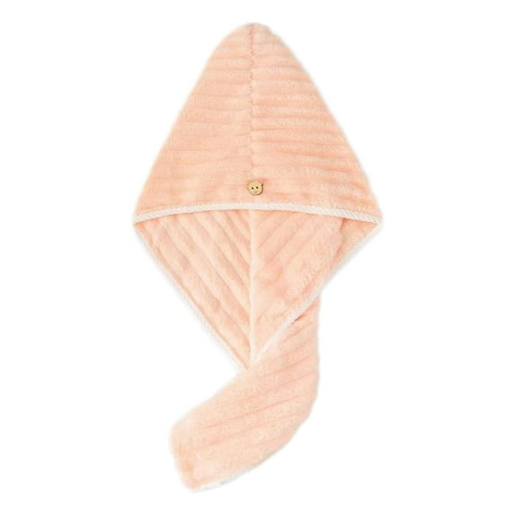 Microfiber Hair Drying Towel Wrap with Button | Absorbent Turbans for Curly & Thick Hair | Soft Coral Fleece Material for Women & Girls | 1 Pack