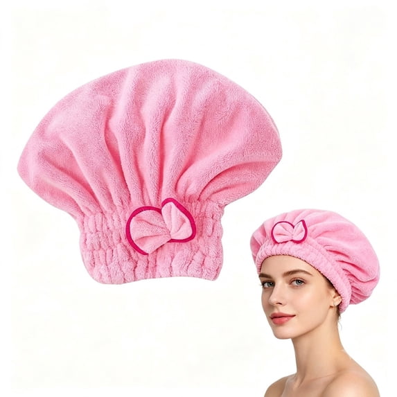Microfiber Hair Towel Cap for Women Wet Short or Long Curly Hair Super Absorbent Quick Dry Turbans Anti Frizz Great Gift for Women and Girls Pink