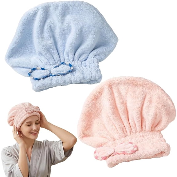 Microfiber Hair Towel Caps, 2026 New Super Absorbent Fast Drying Hair Towels for Women, Soft Lightweight Turban Wrap Head Towels Shower Cap for Wet Hair