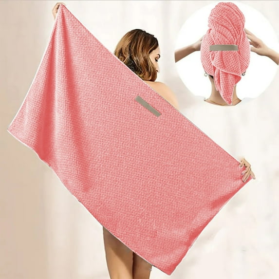 Microfiber Hair Towel, Hair Drying Wrap, Super Absorbent Large Size for All Hair Types Including Long Curly Thick Hair, Lightweight Quick Drying Elastic Band Stay-Put Design, Soft Durable Polyester