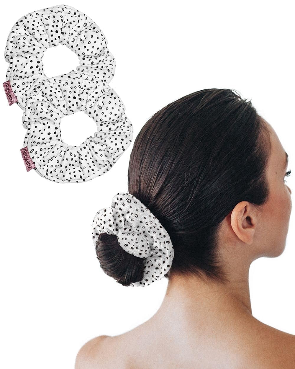 Microfiber Hair Towel Scrunchies - Soft and Highly Absorbent Microfiber Scrunchie for Women | Reduces Heat Drying Time | Ideal Gifts for Women - 2pcs (Micro Dot Design)