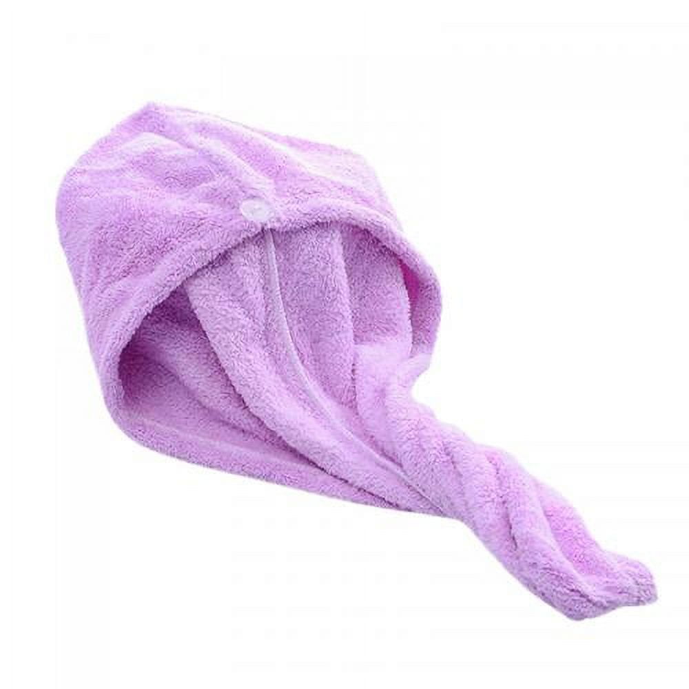 Hair Towel Wrap,Hair Drying Towel with Button, Microfiber Hair Towel, Dry  Hair Hat, Bath Hair Cap,Red 