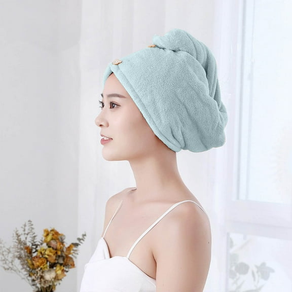 Microfiber Hair Towel, Velvet Thickening Soft Absorbent Shower Cap, Premium Quick Dry Hair Wrap for Curly Long Hair Machine Washable, Green