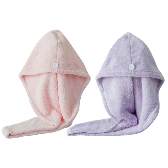 Microfiber Hair Towel Wrap| 2 Pack | Bathroom Essential Accessories | Quick Dry Hair Turban