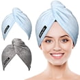 thumbnail image 1 of Microfiber Hair Towel Wrap POPCHOSE Ultra Absorbent, Fast Drying Hair Turban Soft, Anti Frizz Hair Wrap Towels for Women Wet Hair, Curly, Longer, Thicker Hair, 1 of 7