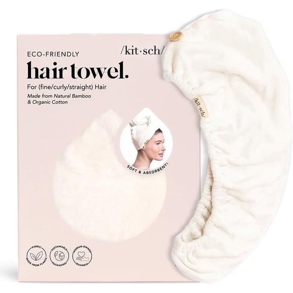 Microfiber Hair Towel Wrap for Women Ultra Absorbent Microfiber Bath Towels for Wet, Curly, Long or Short Hair Anti-Frizz Hair Wrap, Great Hair Care Gifts for Women White Ivory