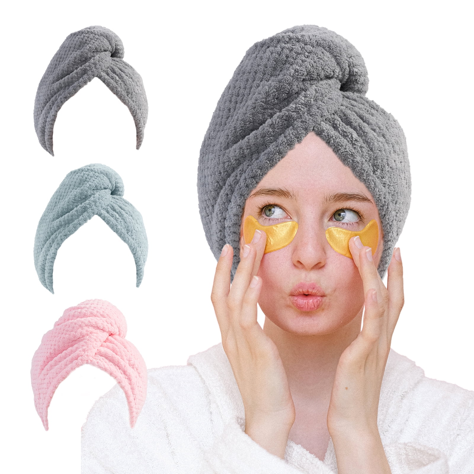 Microfiber Hair Towel for Women, 3 PCS Hair Drying Towel Wrap for Wet