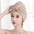 thumbnail image 1 of Microfiber Hair Turban with Button Super Absorbent Hair Towel Wrap for Women Fast Drying Lightweight Travel Hair Towel Cap One Size Fits All, 1 of 5