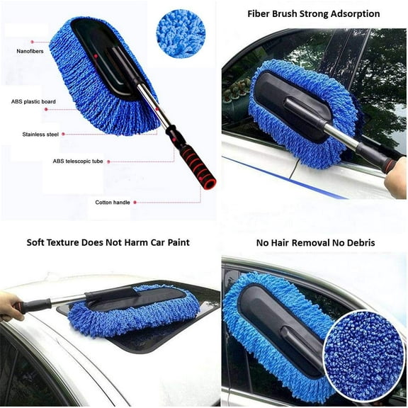 Microfiber Hand Duster for Car Interior and Exterior Cleaning, Car Detailing Kit Essential Tools, Scratch Free Cleaning Brush, Hand Duster for Dashboard and Dust Cleaning, Gray