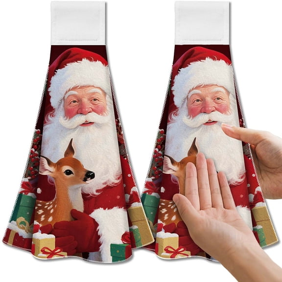 Microfiber Hanging Towel for Kitchen Santa Claus 345x315mm 2pcs/set