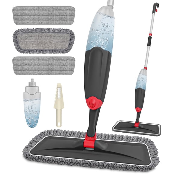 Microfiber Hardwood Floor Mop: Dust Spray Mops Cleaning Wood Home Kitchen Floors - Mopping & Dry Sweeping - 3 Reusable Refills & 1Pcs 400 ML Refillable Bottle
