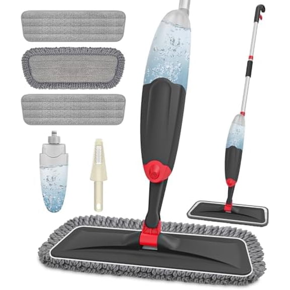Microfiber Hardwood Floor Mop: Dust Spray Mops for Cleaning Wood Home Kitchen Floors - Wet Mopping & Dry Sweeping - 3 Reusable Refills & 1Pcs 400+ML Refillable Bottle