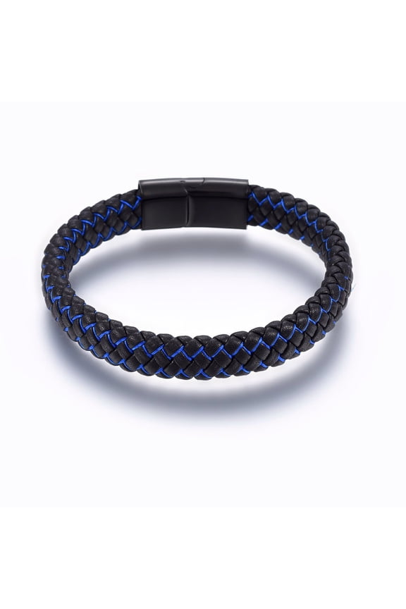 Microfiber Imitation Leather Cord Bracelets with Nylon and 304 Stainless Steel Magnetic Clasp Rectangle Gunmetal 8-5/8 inch(22cm) 12x6mm