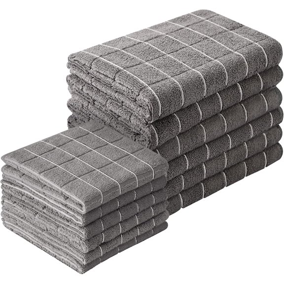 Microfiber Kitchen Towels and Dishcloths Set, 26 X 18 Inch 12 Inch, Set of Bulk Lint Free Dish for Drying Dishes, Grey
