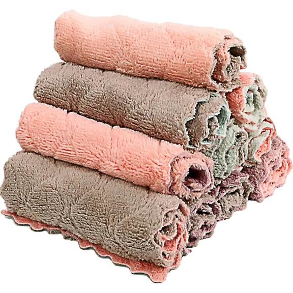 Microfiber Kitchen Washcloths, Super Absorbent 11.02X6.30Inches, Pink/Grey