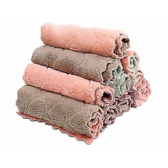Microfiber Kitchen Washcloths, Super Absorbent Coral Velvet Dishtowels, Premium