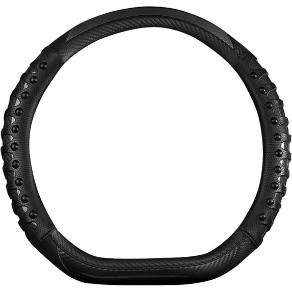 Microfiber Leather and Carbon Fiber Steering Wheel Cover, 3D Auto Steering Wheel Covers Accessories for Men Women, 14 1/2 Inch to 15 Inch, Black, D-Type