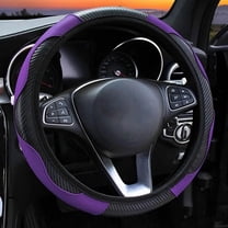 Microfiber Leather Steering Wheel Cover – Universal 15 Inch, Non-Slip, Easy Install(Purple)