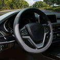 thumbnail image 1 of Microfiber Leather Steering Wheel Cover Universal 15 Inch Standard Size Grey, 1 of 11