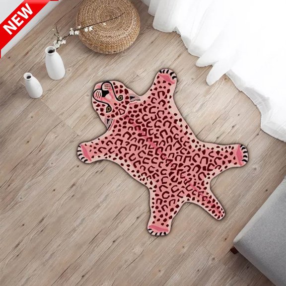Microfiber Leopard Shaped Animals Bath Mat 16''x24'', Non-Slip Machine Washable Bathroom Door Mat, Water Absorbent Cartoon Area Rug for Bedroom Bathroom Kitchen Tub Soft Bathtub Home Decor,A