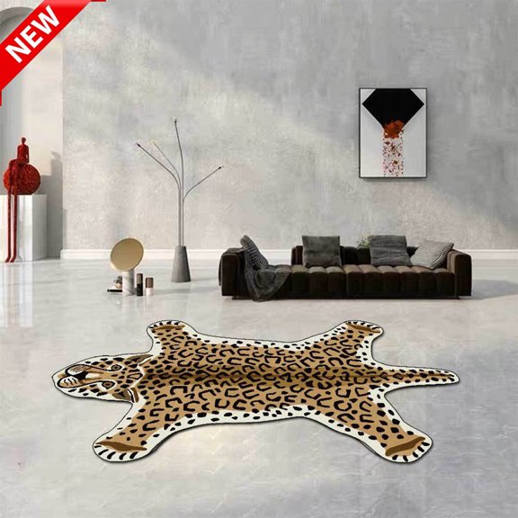 Microfiber Leopard Shaped Animals Bath Mat 16''x24'', Non-Slip Machine Washable Bathroom Door Mat, Water Absorbent Cartoon Area Rug for Bedroom Bathroom Kitchen Tub Soft Bathtub Home Decor,C