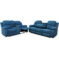 thumbnail image 1 of Microfiber Living Room Furniture Set Reclining Sofa Set Loveseat Furniture Sets in Living Room Sofa Recliners (Sofa+Loveseat, Blue Microfiber), 1 of 12