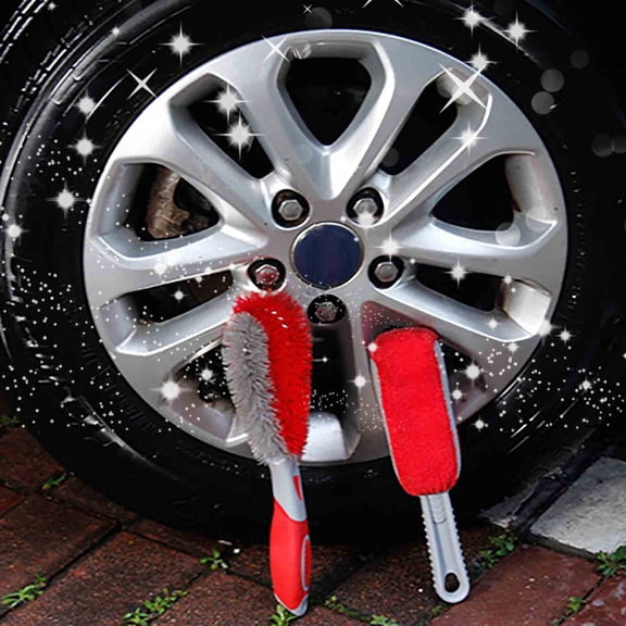 Microfiber Long Handle Tire Brush for Car Wheels and Rims, Soft Wheel Hub Cleaning Brush with Comfortable for Detailing Tires and Truck SUV Wheels