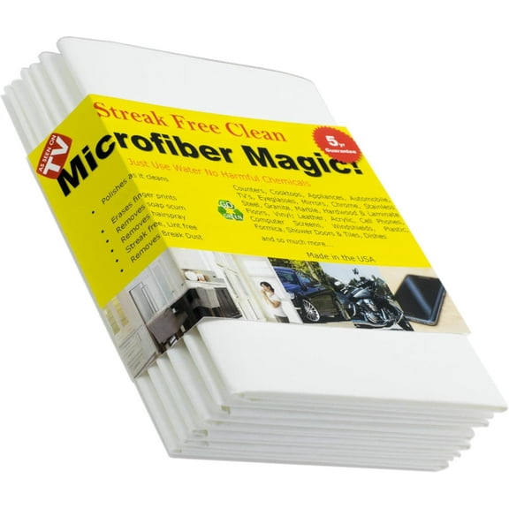 Microfiber Magic Streak Free Cleaning Cloth 6 Pack Clean Any Surface With Just Water Eco Friendly Environmentally Safe Perfect for Window, Mirror, Kitchen, Counters, Appliances, Car, Cycle, TV Screen