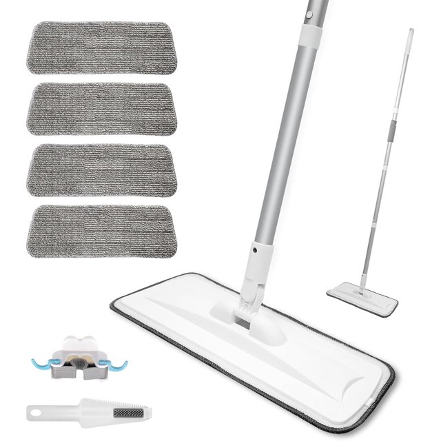 Microfiber Mop for Cleaning Floors, Extendable 1658 Inch Flat Mop with