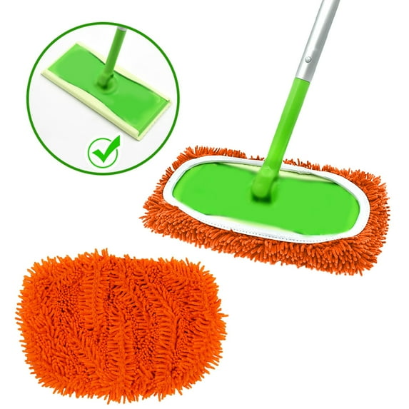 Microfiber Mop Pads Compatible with Sweeper Mop, Reusable Replacement Wet Mopping Pad Refills & Washable Dry Sweeping Cloths for Floor Cleaning (Orange)