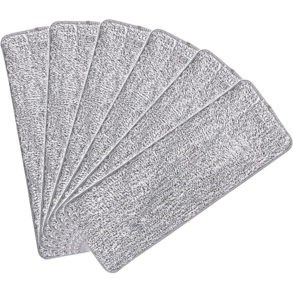 Microfiber Mop Pads Flat Replacement Heads for Wet/Dry Mops Washable Reusable Refills Compatible with Floor Care System Floor Cleaning and Scrubbing (6 Pack 13" x 4.9")