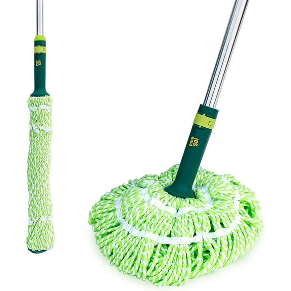 Microfiber Mop Self Wringing Easy Squeeze Twist Design for Wet Mopping | Household Cleaning Tool for Tile, Linoleum, Laminate Floors | Extendable Metal Handle