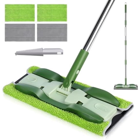Microfiber Mops for Floor Cleaning, Professional Floor Mops with Washable Pads 4pcs,Wet Dry Use Flat Mop with 59'' Long Stainless Steel Handle,dust mop for Hardwood Floors Suitable Office Home