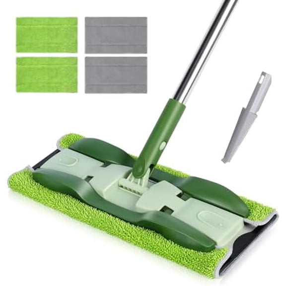 Microfiber Mops for Floor Cleaning, Professional Floor Mops with Washable Pads 4pcs,Wet Dry Use Flat Mop with 59'' Long Stainless Steel Handle,dust mop for Hardwood Floors Suitable Office Home
