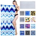 thumbnail image 1 of Microfiber Oversized Thicker Beach Towel Clearance , Extra Large 63"x31" Beach Towel Quick Dry , Personalized Cool Pool Swin Camping Travel Towel for Adults Women Men Blue Waves, 1 of 6