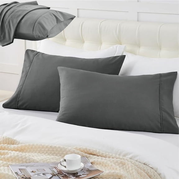 Microfiber Pillow Cases - Standard/Medium Size Cooling Pillowcases,Soft Breathable Envelope Pillowcase Suitable For Sound Sleepers Easy Care (Dark Gray)