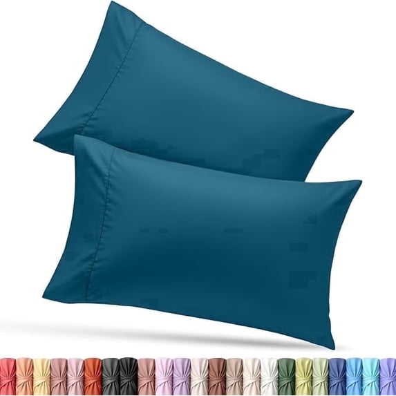 Microfiber Pillowcase Set of 2 | Soft Cooling Brushed Fabric, Envelope Closure, Hotel Luxury, Shrink and Fade Resistant, Queen, Denim Blue | Utopia Bedding