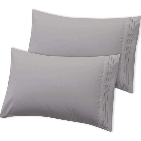 Microfiber Pillowcases Pack of 2 - Pillowcase Wrinkle, Fade, Stain Resistant -Hypoallergenic (King,Gray) By Lux Decor Collection