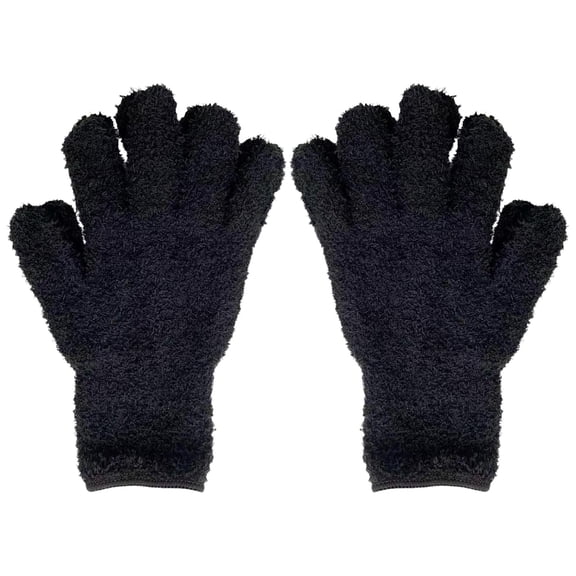 Microfiber Plant Dusting Gloves,Reusable Washable Cleaning Gloves,Reusable Lint-Free Cleaning Gloves,Full Finger House Cleaning Glove for Blinds, Window, Shutters, Furniture, and Car,(Black,9.84 in)