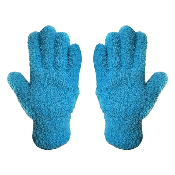 Microfiber Plant Dusting Gloves,Reusable Washable Cleaning Gloves,Reusable Lint-Free Cleaning Gloves,Full Finger House Cleaning Glove for Blinds, Window, Shutters, Furniture, and Car,(Blue,9.84 in)