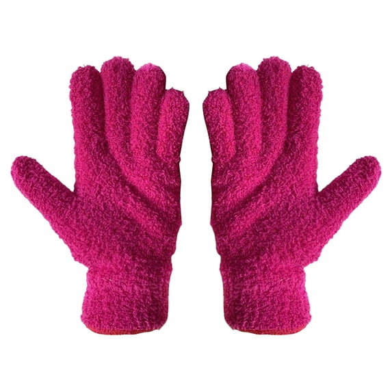Microfiber Plant Dusting Gloves,Reusable Washable Cleaning Gloves,Reusable Lint-Free Cleaning Gloves,Full Finger House Cleaning Glove for Blinds, Window, Shutters, Furniture, and Car,Hot Pink