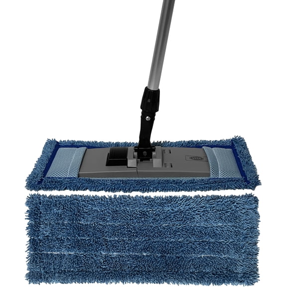 Microfiber Pocket Mop Kit - Direct Mop Sales - Includes (2) Microfiber Pocket Mops, (1) Pocket Mop Frame & (1) Aluminum Extension Handle
