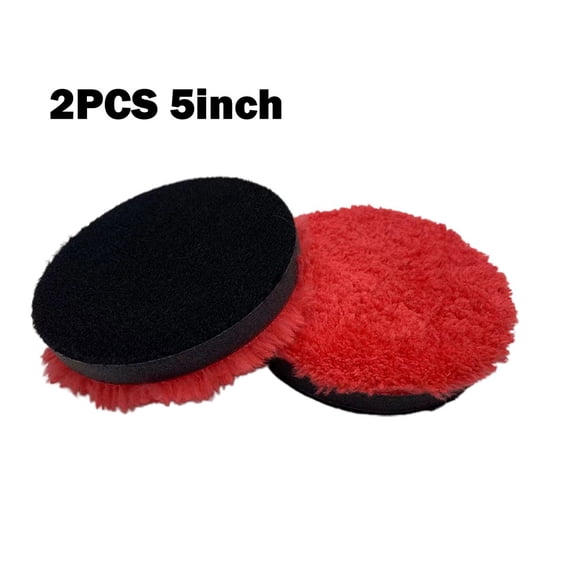 Microfiber Polishing Pads For Cars, 3-7 Inch Sponge Foam Buffer Wheels With Straight Edge, Soft Non-Scratch Finish For Auto Body Waxing And Sealing, Red, 2-Pack(5inch)