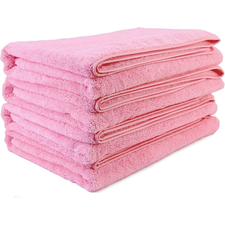 POLYTE Microfiber Quick Dry Lint Free Bath Towel, 57 x 30 in, Pack of 4  (Pink)