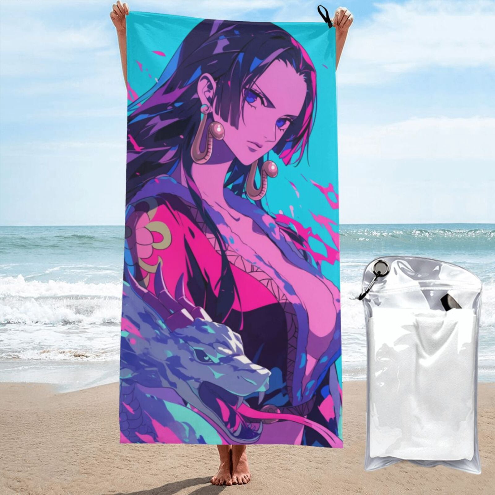 Microfiber Quick Drying Beach Towel Boa Hancock One Piece 3D Anime Printing Bath Towels for ...