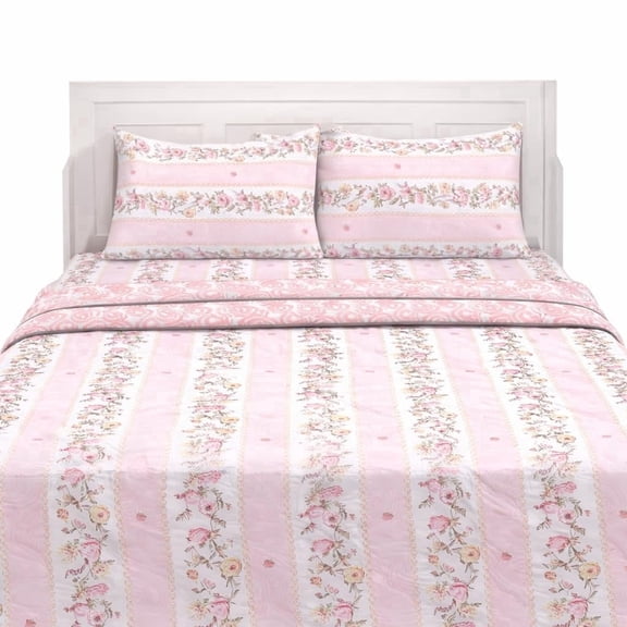 Microfiber Quilted Comforter Set for Double Bed Reversible Design Comforter Soft Lightweight with Pillow Covers Machine Washable Bedding Set