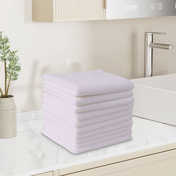 Microfiber Rag Absorbent Cleaning Cloth Kitchen Dish Cloth Quick Dry No Streak Dish Rags Glass Cloths 12inchx12inch 3 Pack (White)